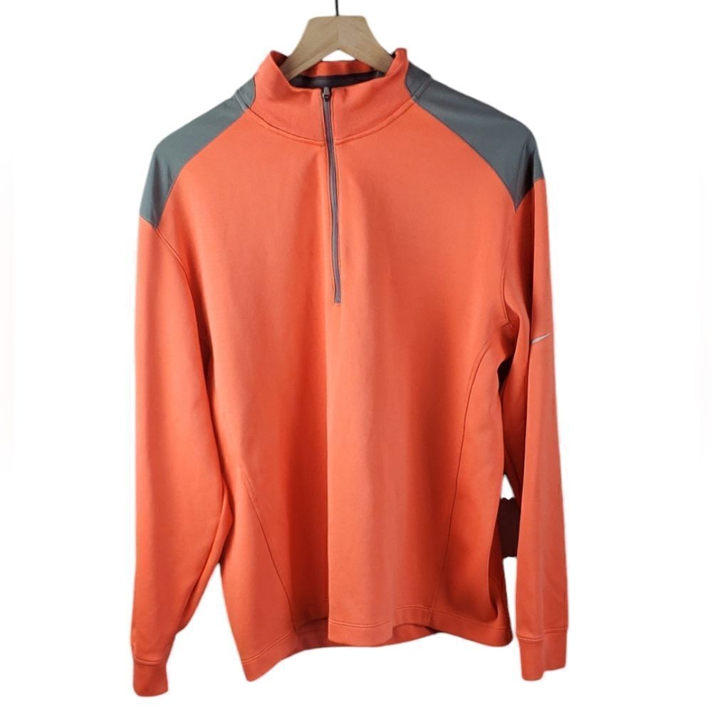Nike Orange & Gray 3/4 Zip Pullover Golf Shirt